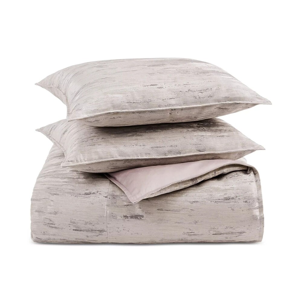 Hotel Collection Impasto Stone 3 Pc Duvet Cover Set King Grey Jacquard Marble
